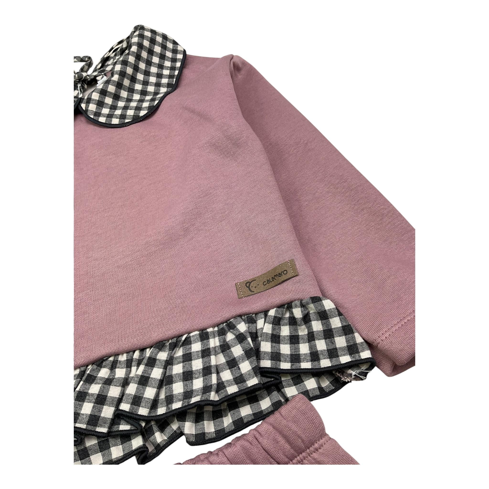 CALAMARO completo 2pz felpa-pantalone tinta unita con stampa Rosa per Bambina 11048J ROSA CALAMARO 