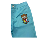 Moschino Solid Color Pants with Elastic Waist and Blue Logo for Newborns