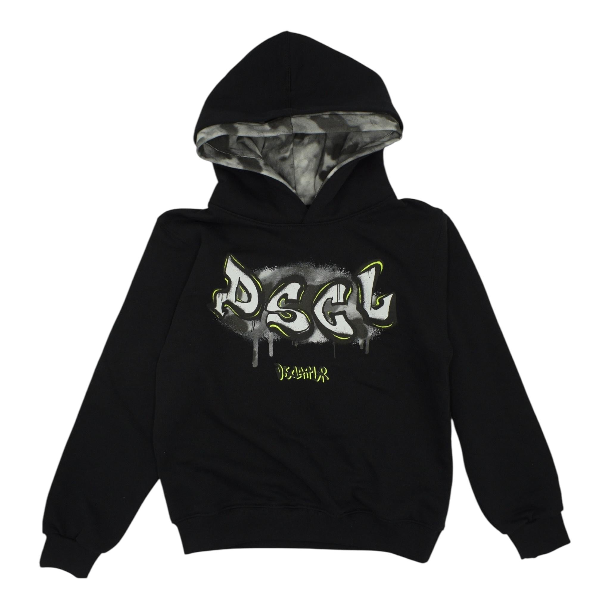 DISCLAIMER felpa tinta unita con cappuccio e stampa Nero per Bambino 24IDK58234 NERO DISCLAIMER 