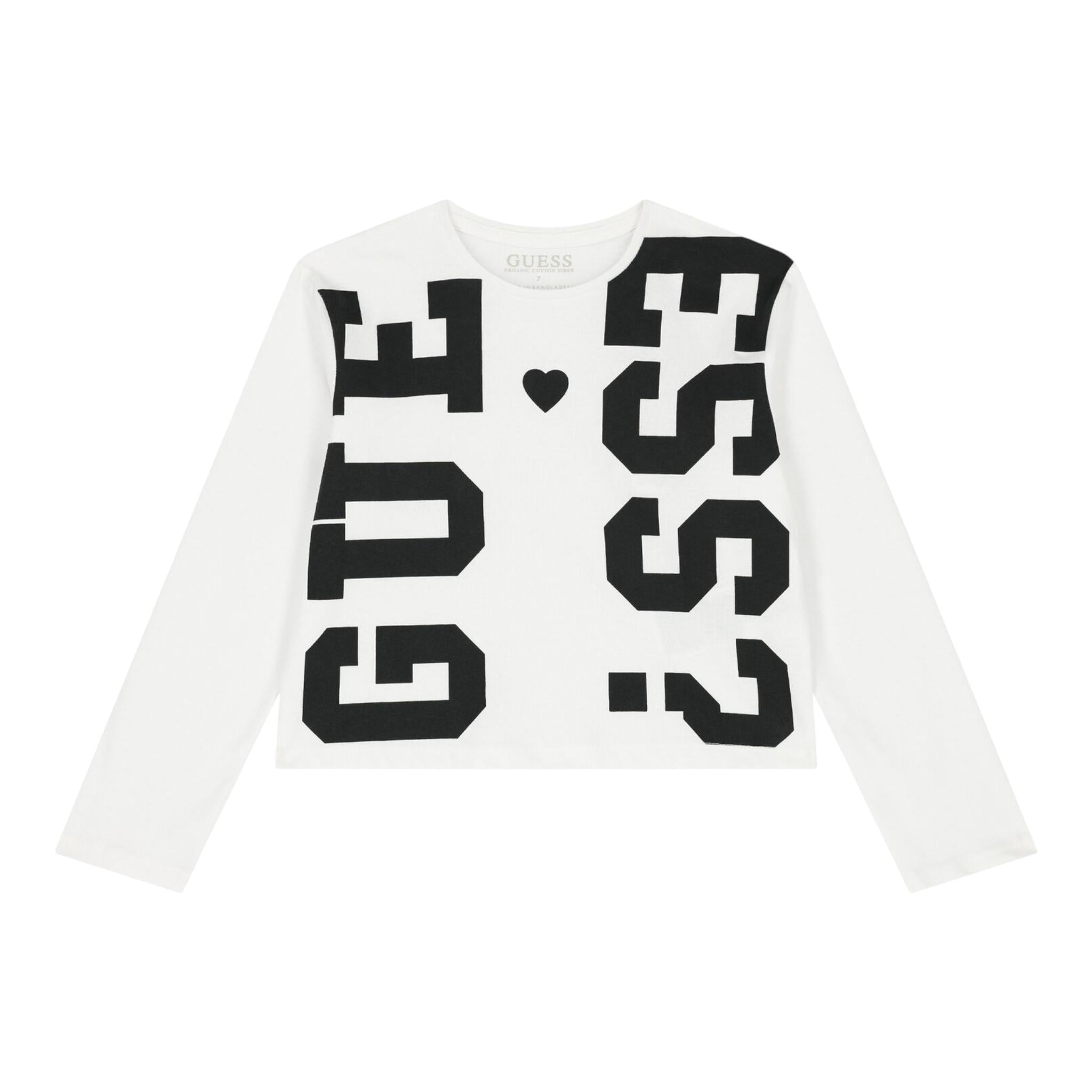 GUESS shirt girocollo tinta unita con stampe Bianco per Bambina J4YI03K8HM4 BIANCO GUESS 