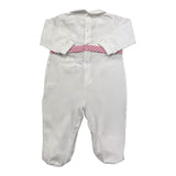Lalalu' Solid Color Long Sleeve Romper with Contrast White Strap for Newborns