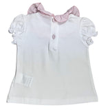 JO Milano Solid Color Crew Neck T-Shirt With White Contrast Collar For Baby Girls