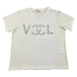Vicolo Plain T-Shirt with Cream Appliques for Girls
