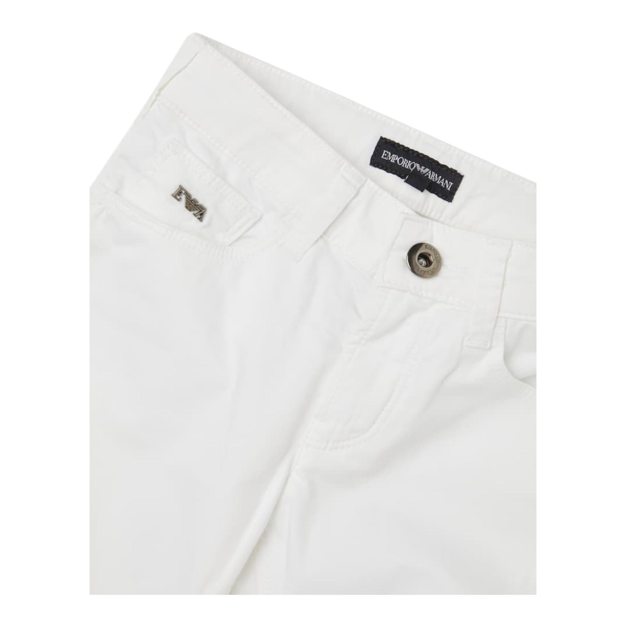 Emporio Armani Pantalone Tinta Unita con Logo per Bambino 8N4J066 BIANCO EMPORIO ARMANI 