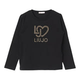 Liu Jo Shirt Tinta Unita Girocollo con Brillantini per Neonata KF4029N NERO LIU JO 