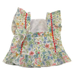 Miranda Solid Color Flower Printed Sleeveless Shirt White for Girls