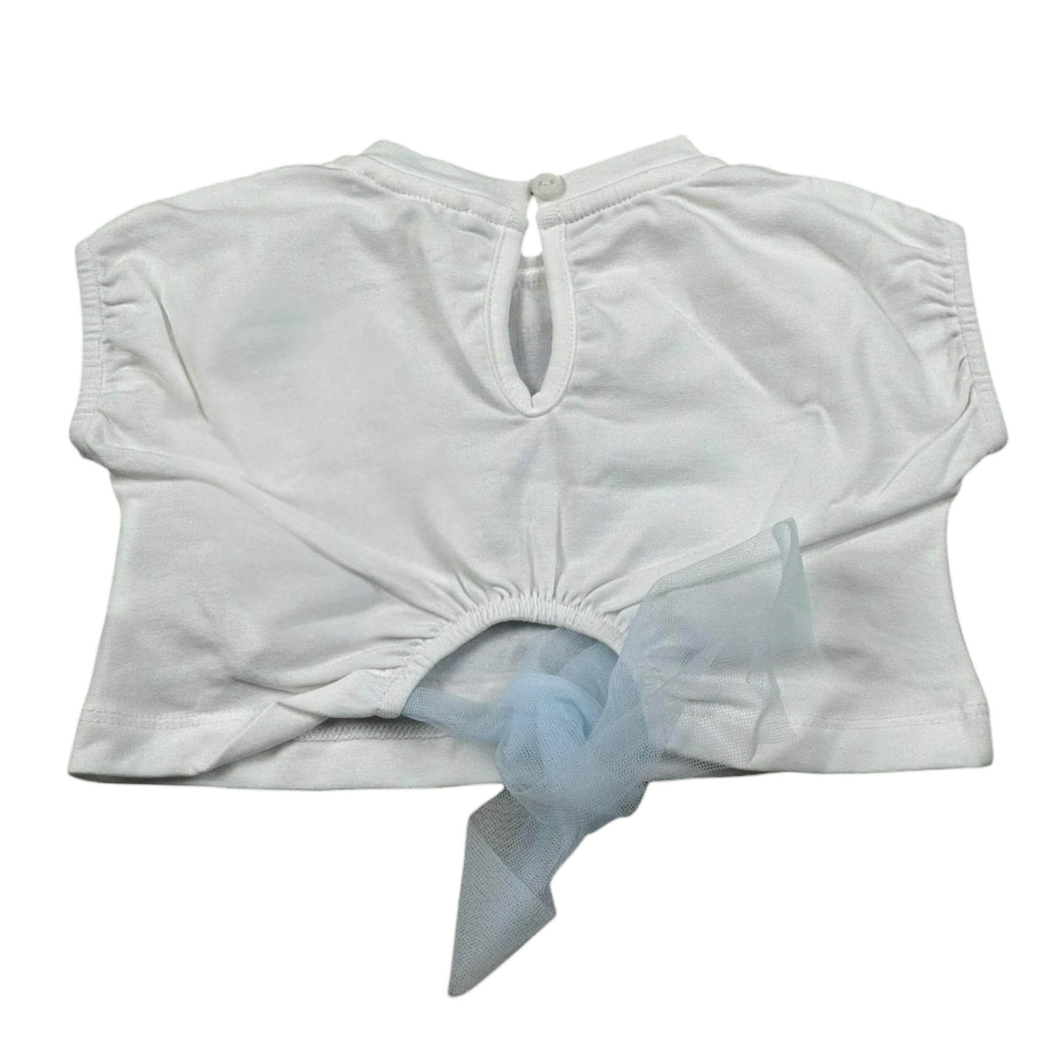 M+E' T-Shirt Girocollo Tinta Unita con Stampa per Neonata UE1262 BIANCO M+E' 