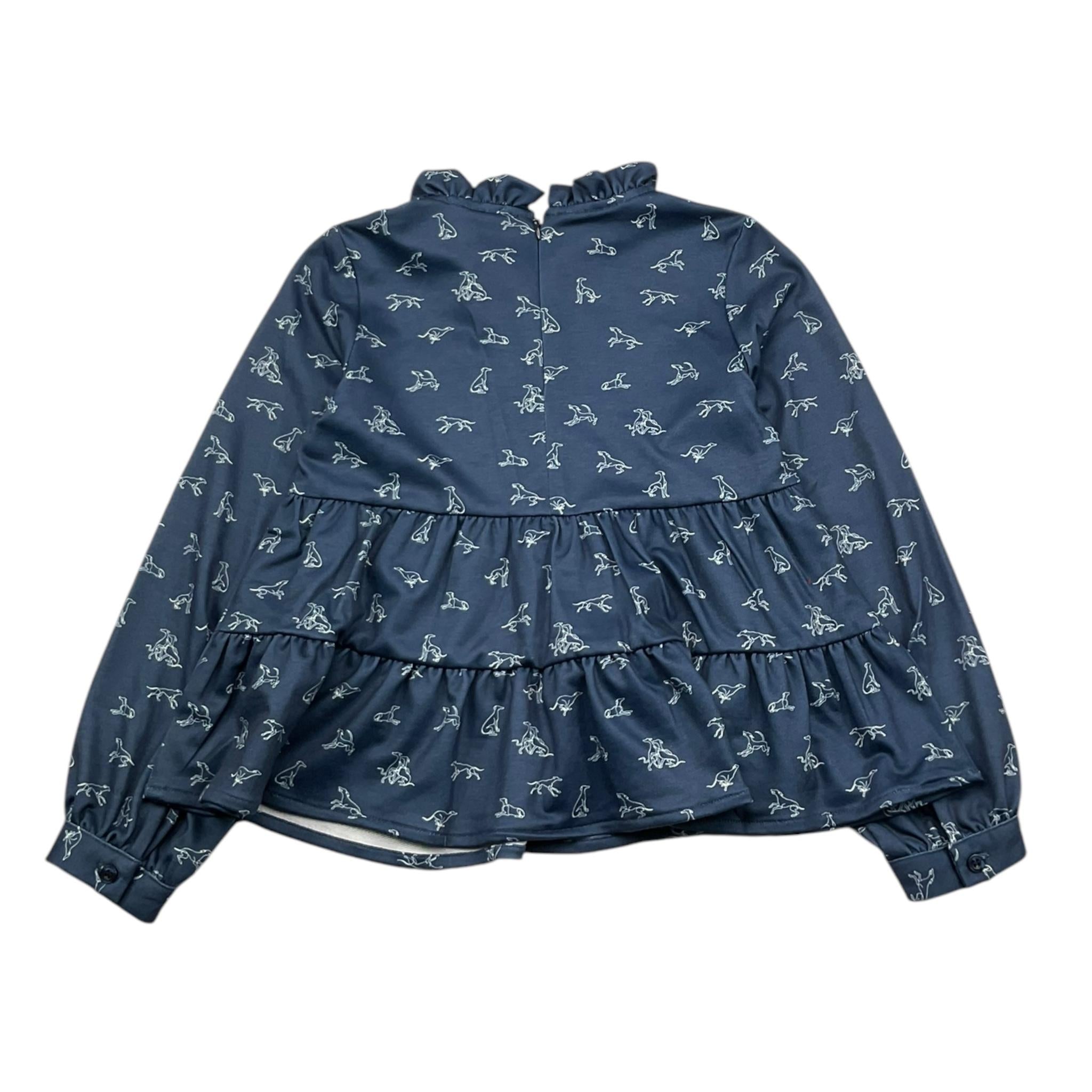TRUSSARDI camicia manica lunga tinta unita con stampa cani Blu per Bambina TGA25022 BLU TRUSSARDI 