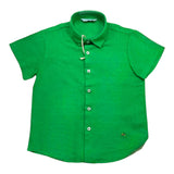 Manuel Ritz Solid Color Half Sleeve Button Down Shirt Green For Baby