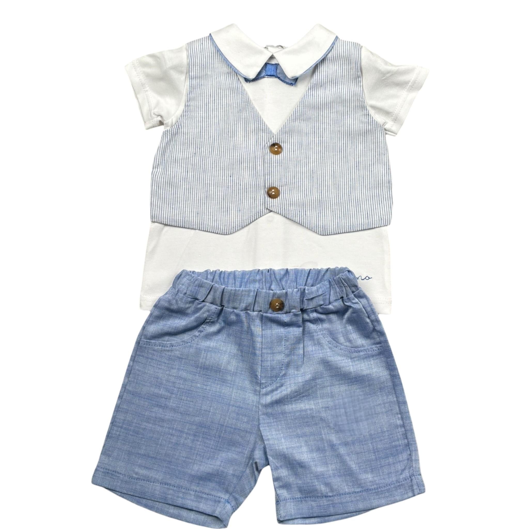 Barcellino Completo 2 Pezzi T-Shirt-Bermuda per Neonato 9367 BIANCO/AZZURRO BARCELLINO 