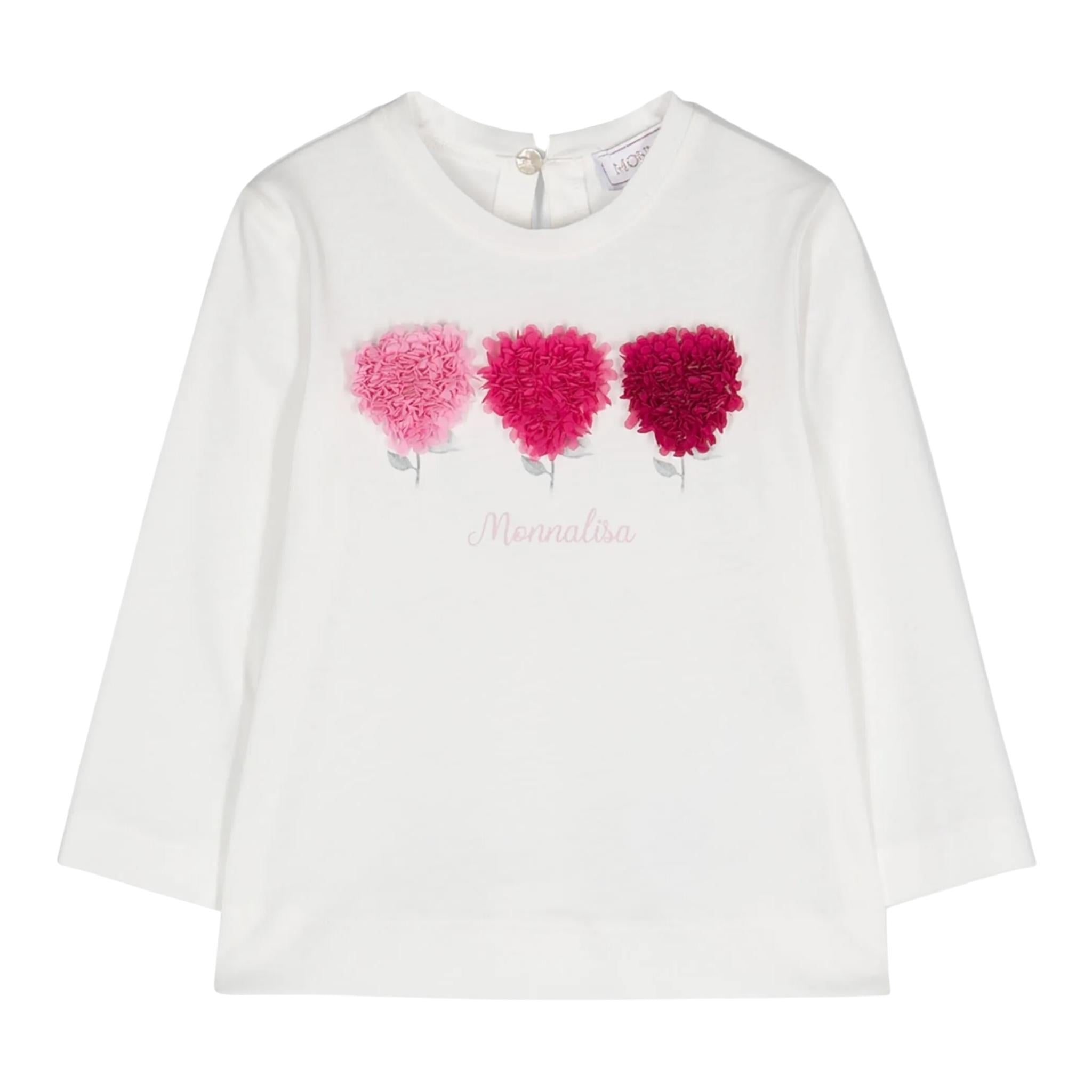 MONNALISA shirt girocollo tinta unita con applicazioni Bianco per Bambina 39D601J BIANCO MONNALISA 