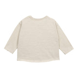 Play Up Shirt Crew Neck Solid Color With Contrast Print Beige For Newborn