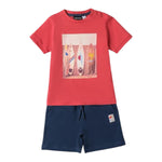 Sarabanda Completo 2 Pezzi T-Shirt-Bermuda Bicolore per Neonato 0B163N BIANCO/ROSSO SARABANDA 