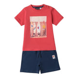 Sarabanda Completo 2 Pezzi T-Shirt-Bermuda Bicolore per Neonato 0B163N BIANCO/ROSSO SARABANDA 