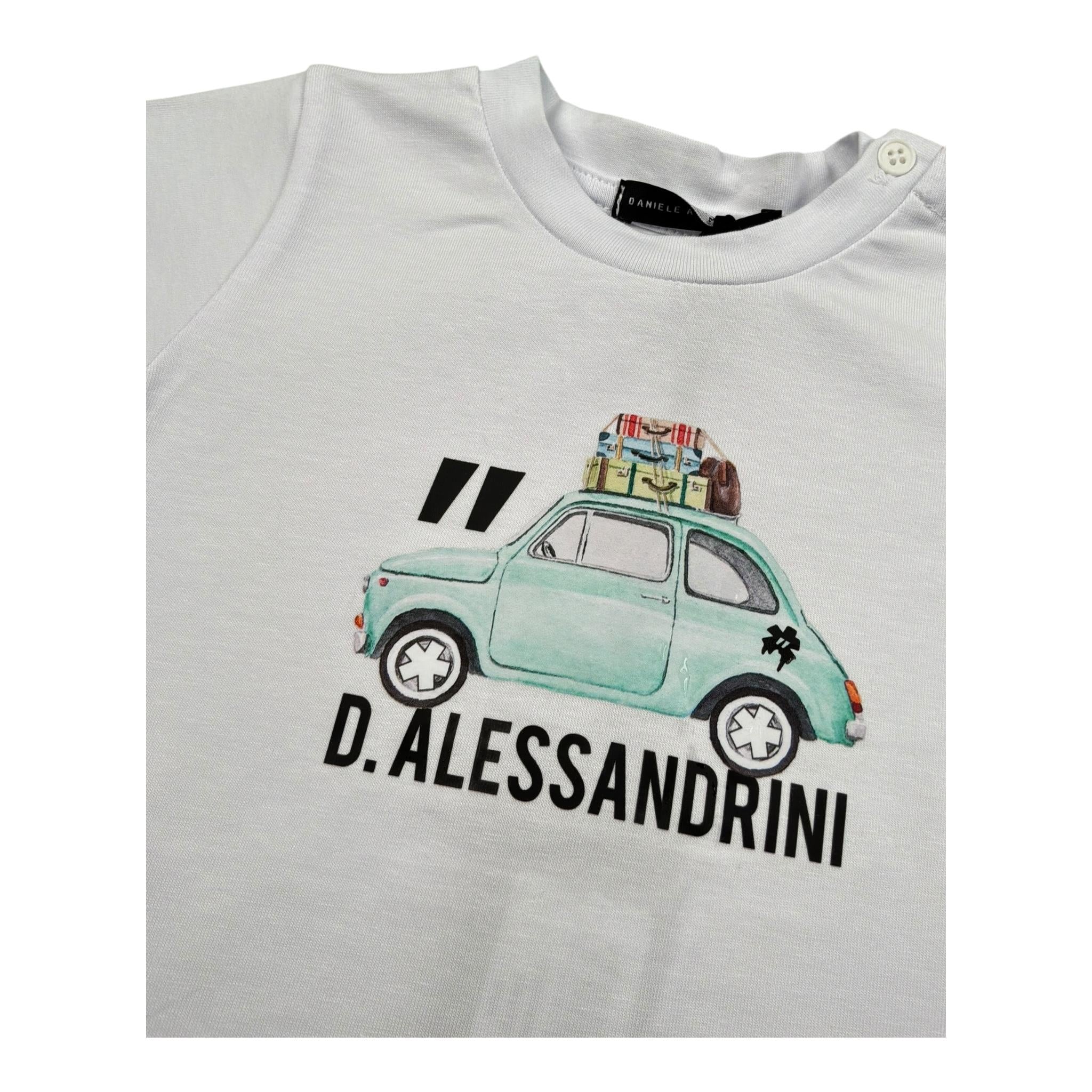 Daniele Alessandrini T-Shirt Girocollo Tinta Unita con Stampa per Neonato 1296M00237X BIANCO DANIELE ALESSANDRINI 