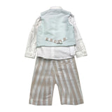 Damper Dan 4-Piece Set Vest-Shirt-Pants-Bow Ties Blue For Newborn