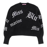 MISS BLUMARINE maglia tinta unita con stampa  Nero per Bambina IF3053 NERO MISS BLUMARINE 