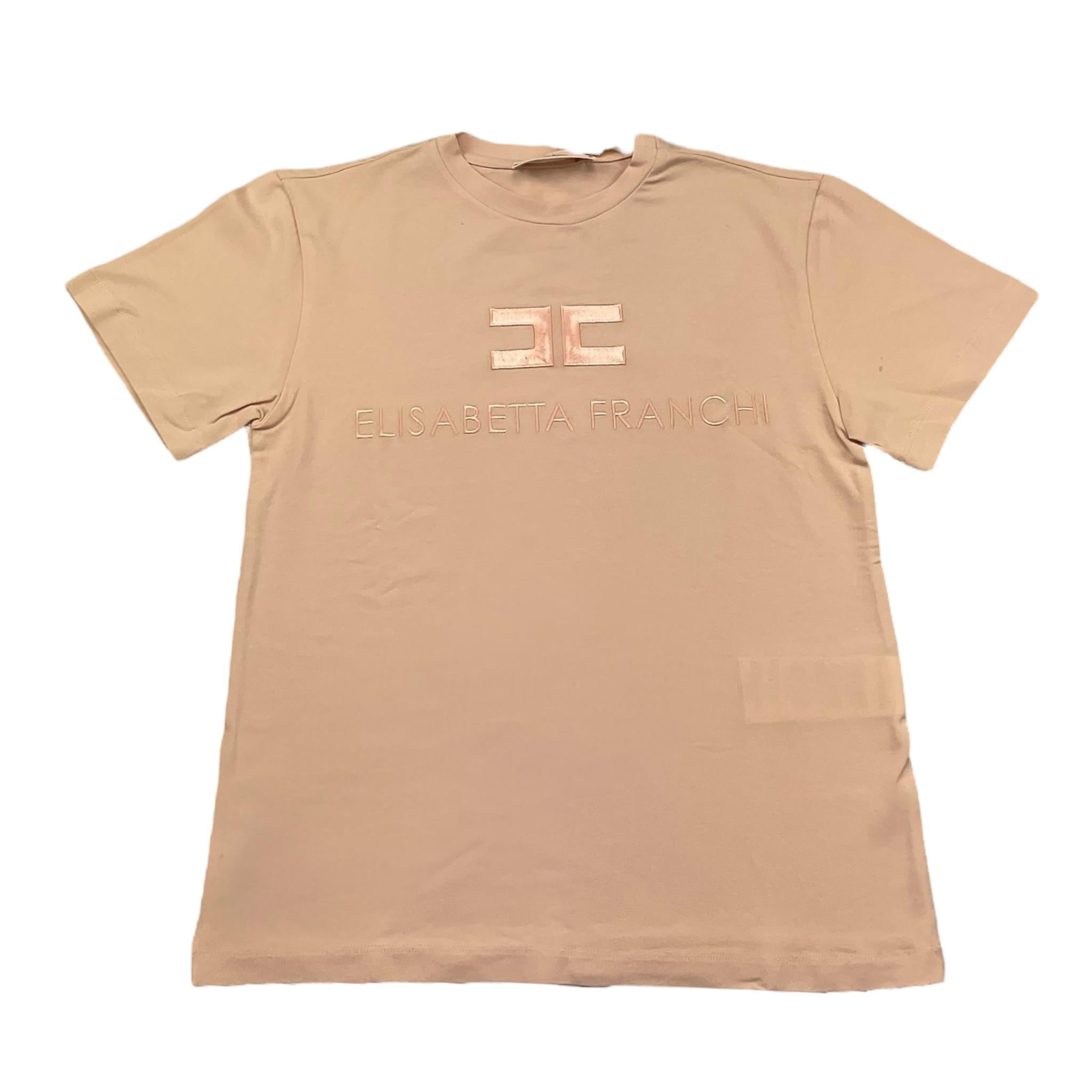 Elisabetta Franchi T-Shirt Girocollo Tinta Unita con Logo per Bambina EFTS231X ROSA ELISABETTA FRANCHI 