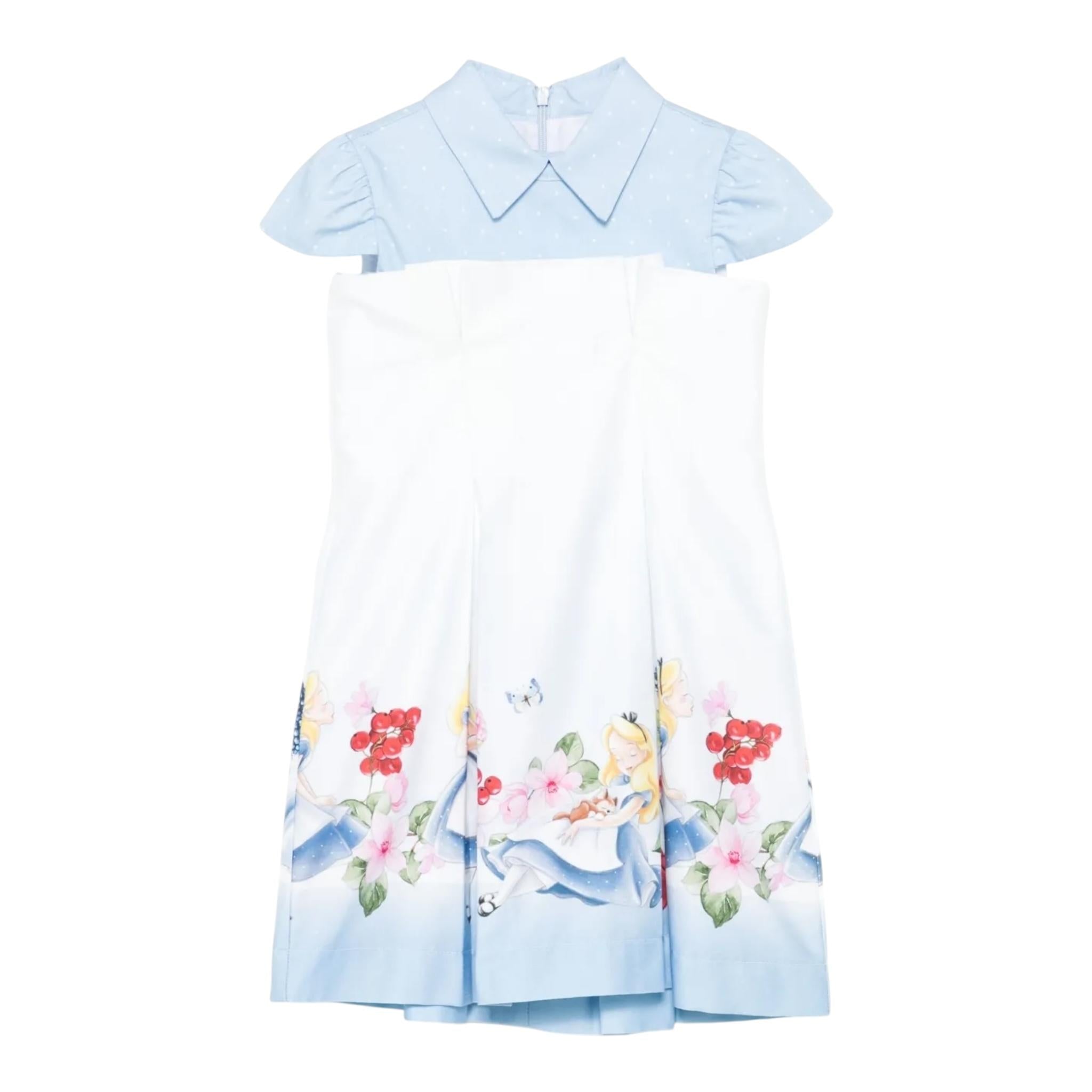 Monnalisa Abito Mezza Manica Bicolore per Bambina 11E920 BIANCO/AZZURRO MONNALISA 