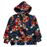 MOUSSE felpa con zip e cappuccio tinta unita cn stampe mario Blu per Neonato HKFZ368 BLU MOUSSE 