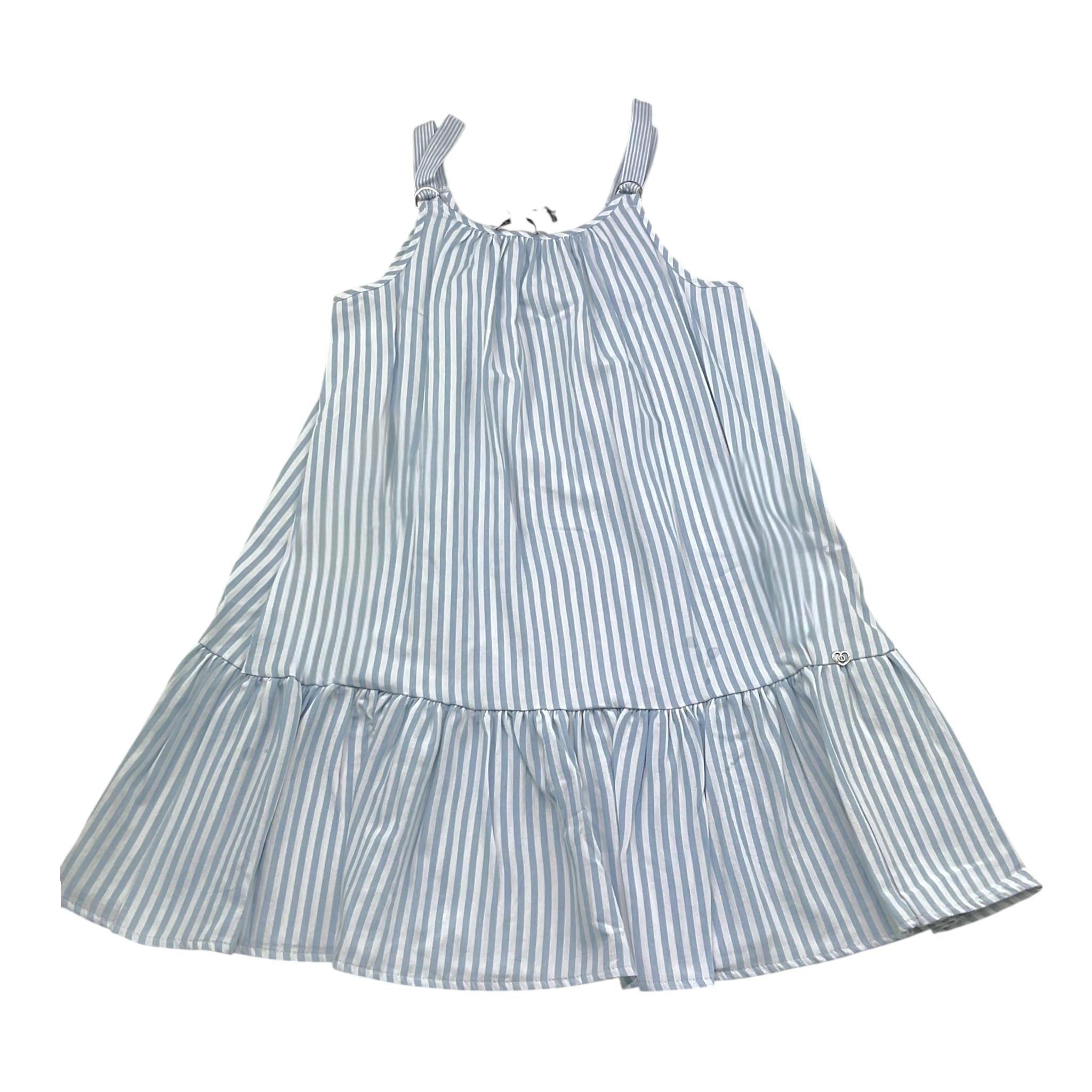 Please Abito Tinta Unita con Fantasia A Righe per Bambina ABB3181G72 BIANCO PLEASE 