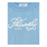 Philosophy Maglia Girocollo Tinta Unita con Logo per Bambina I9E308 AZZURRO PHILOSOPHY 