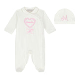 MONNALISA set tutina tinta unita con stampa-cappello Bianco per Neonata 35D502 BIANCO MONNALISA 