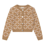MICHAEL KORS cardigan tinta unita con stampe logo Beige per Bambina R15225 BEIGE MICHAEL KORS 