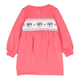 Chiara Ferragni Solid Color Crew Neck Dress With Strawberry Print For Baby Girl