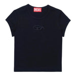 Diesel T-Shirt Girocollo Tinta Unita con Logo per Bambina J01830XXX NERO DIESEL 