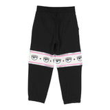 Chiara Ferragni Solid Color Pants Tracksuit Style With Print Black For Girls
