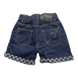Cesare Paciotti Solid Color Denim Bermuda Shorts With Elastic Waistband Blue For Newborns