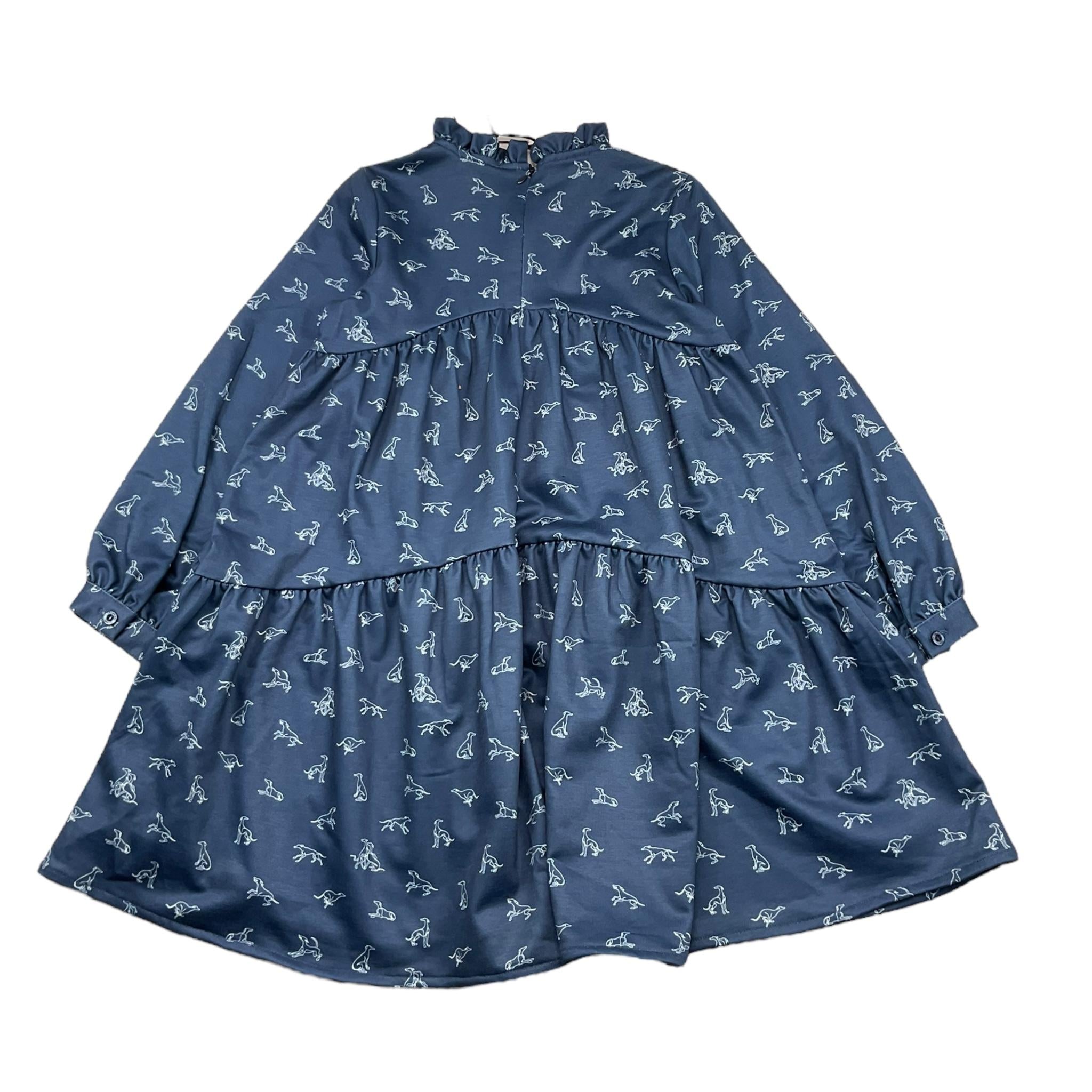 TRUSSARDI abito manica lunga tinta unita con stampa cani Blu per Bambina TGA25020 BLU TRUSSARDI 