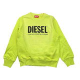 Diesel Crewneck Sweatshirt Solid Color With Neon Yellow Print For Boys