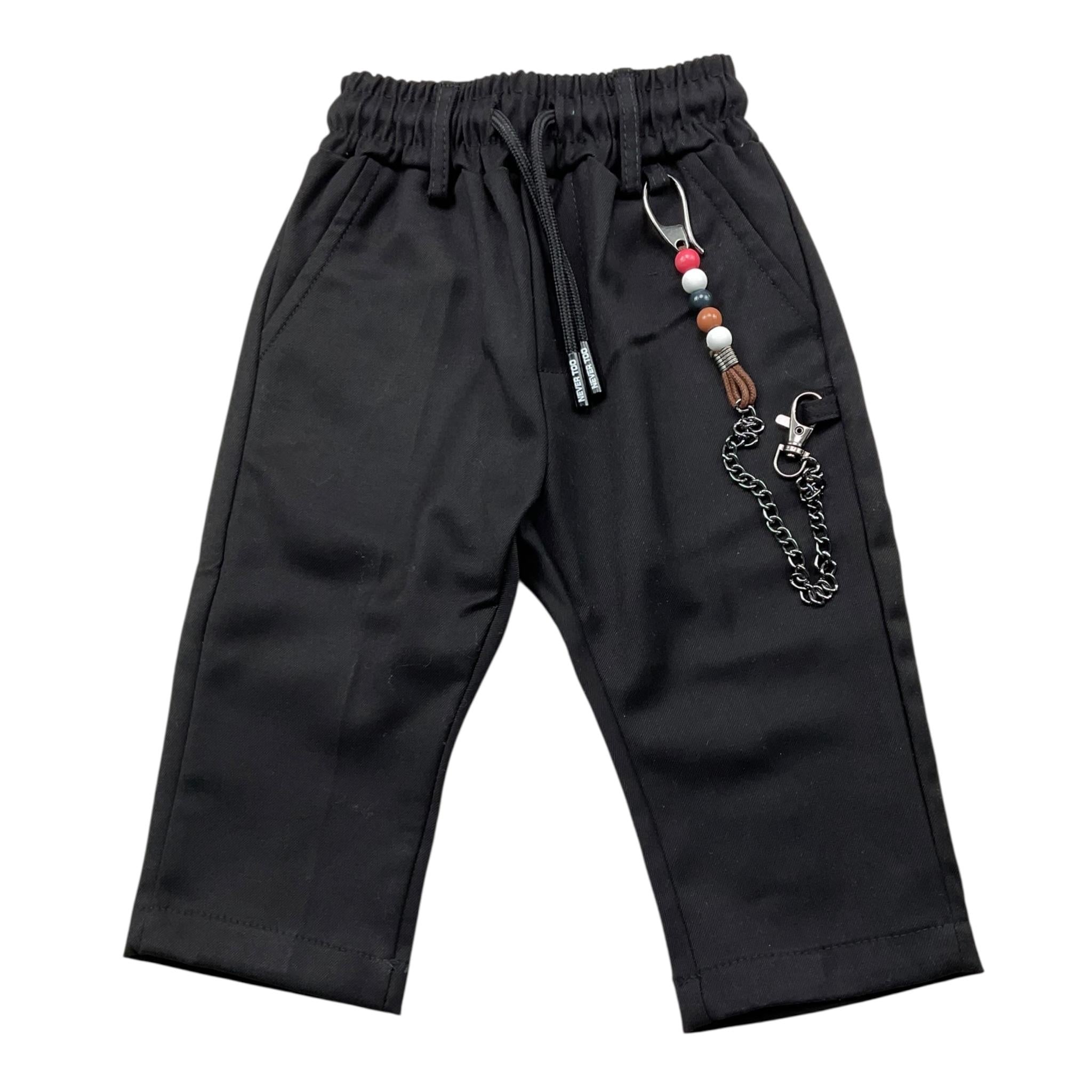 NEVER TOO pantalone tinta unita con elastico in vita Nero per Neonato NT2203N NERO NEVER TOO 