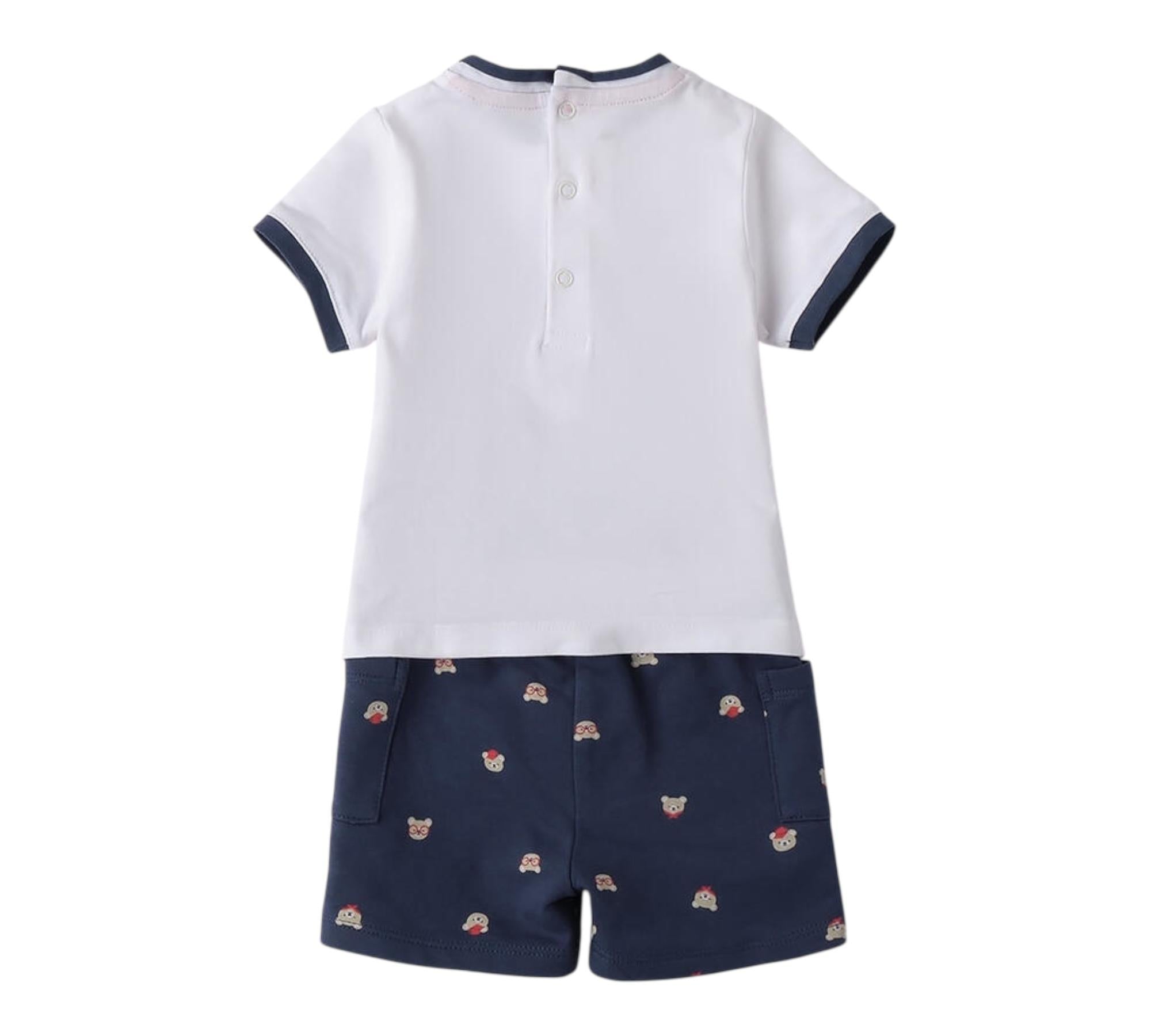 Minibanda Completo 2 Pezzi T-Shirt-Bermuda per Neonato 3B634 BIANCO/BLU MINIBANDA 