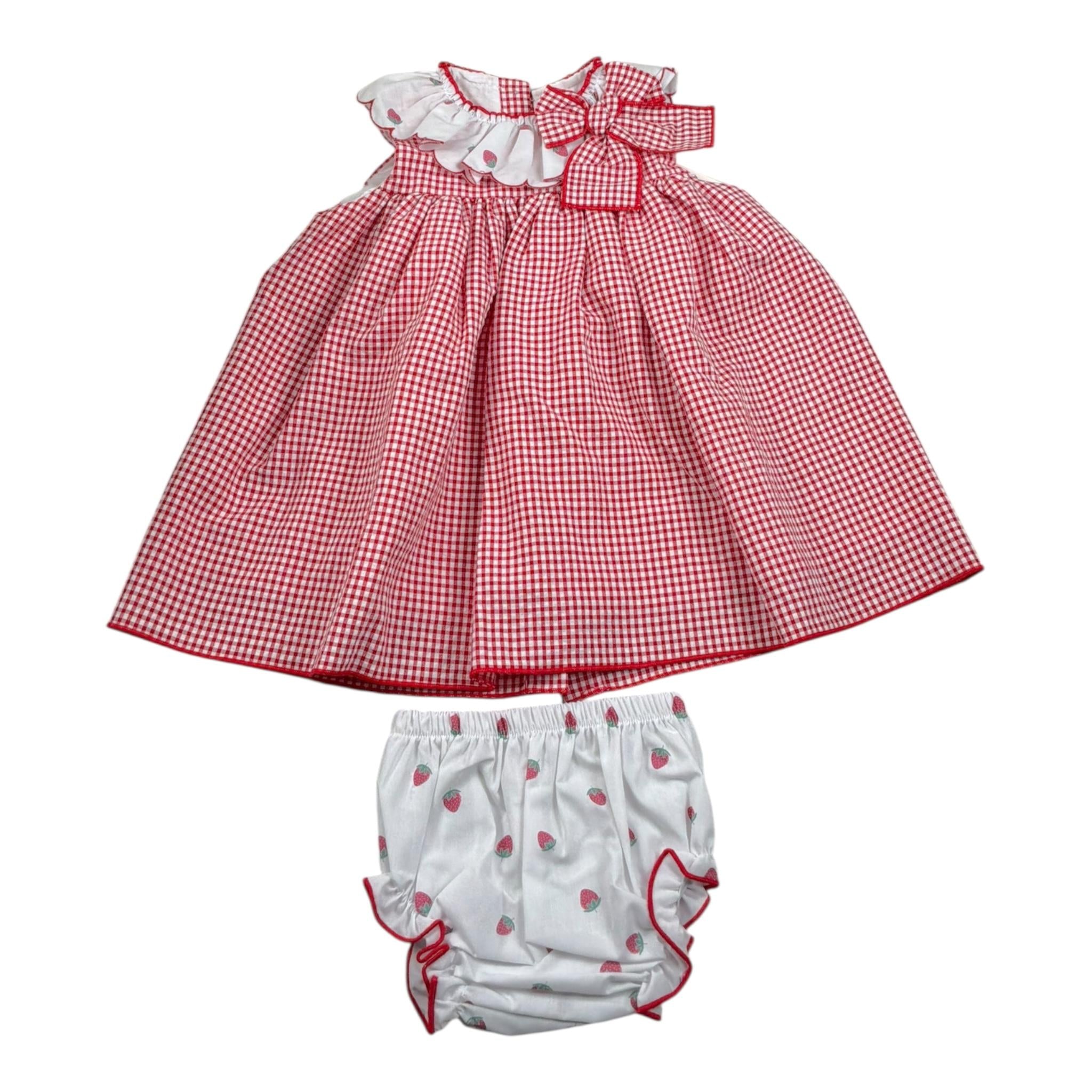 Valentina Bebes Set Abito-Coulotte con Fantasia Quadri per Bambina LOVE134J ROSSO VALENTINA BEBES 