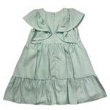 Barcellino Solid Color Half Sleeve Dress With Aqua Green Ruffles For Baby Girl
