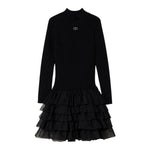 TWINSET abito tinta unita con tulle Nero per Bambina 242GJ3121X NERO TWINSET 