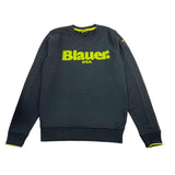 Blauer Crewneck Sweatshirt Solid Color With Black Logo Print For Boys