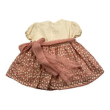 Squid Half Sleeve Dress With Band And Pink Flower Embroidery For Baby Girl
