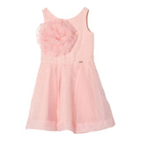 Liu Jo Solid Color Sleeveless Dress With Pink Tulle For Girls