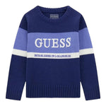 GUESS maglia girocollo tinta unita con stampa logo in contrasto Blu per Neonato N4BR02Z32N0N BLU GUESS 