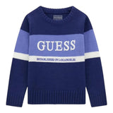 GUESS maglia girocollo tinta unita con stampa logo in contrasto Blu per Neonato N4BR02Z32N0N BLU GUESS 