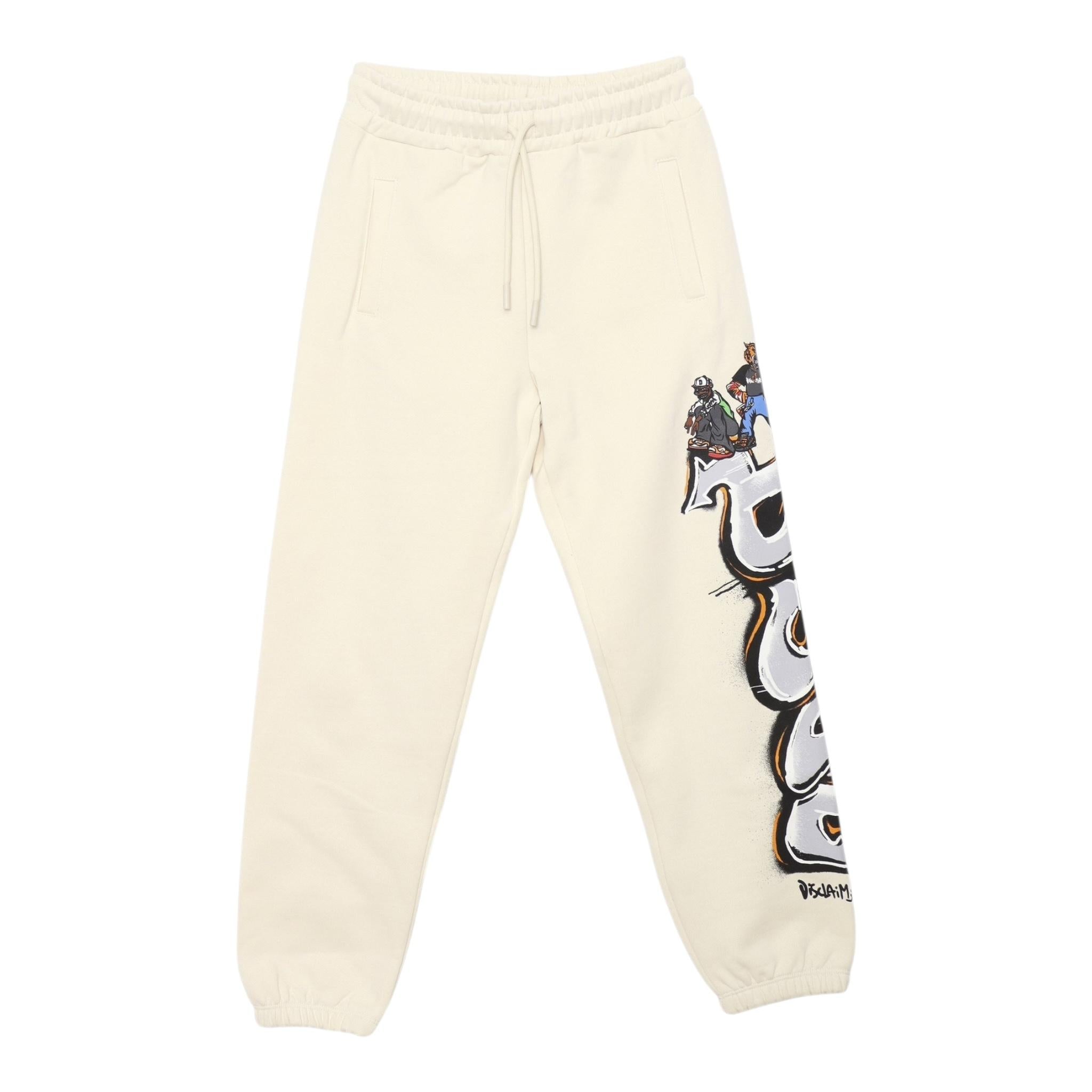 DISCLAIMER pantalone tinta unita modello tuta con stampa Panna per Bambino 24IDK58221X PANNA DISCLAIMER 