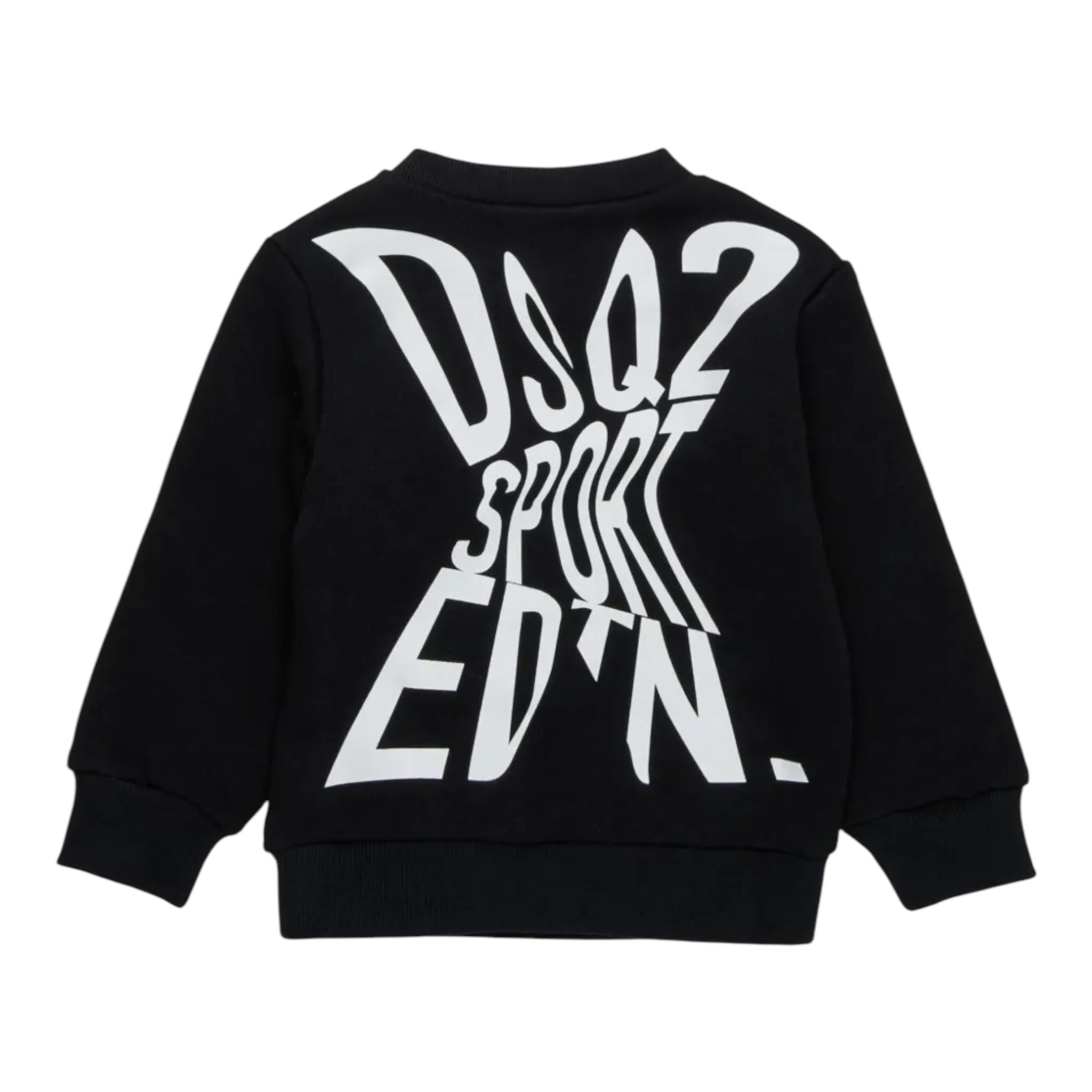 DSQUARED2 felpa girocollo tinta unita con stampa Nero per Neonato DQ2546 NERO DSQUARED2 