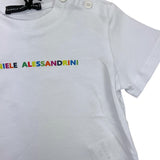 Daniele Alessandrini Solid Color Crew Neck T-Shirt with White Pocket for Newborns