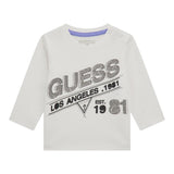 GUESS shirt girocollo tinta unita con stampa in contrasto Bianco per Neonato N4BI11I3Z4 BIANCO GUESS 