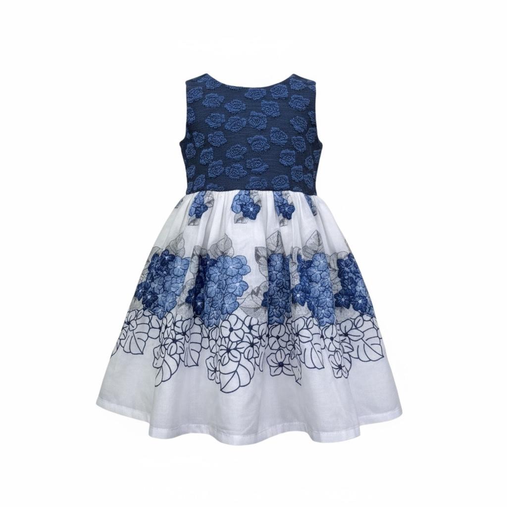 Monnalisa Abito Bicolore con Fantasia Fiori per Bambina 717928 BIANCO/BLU MONNALISA 