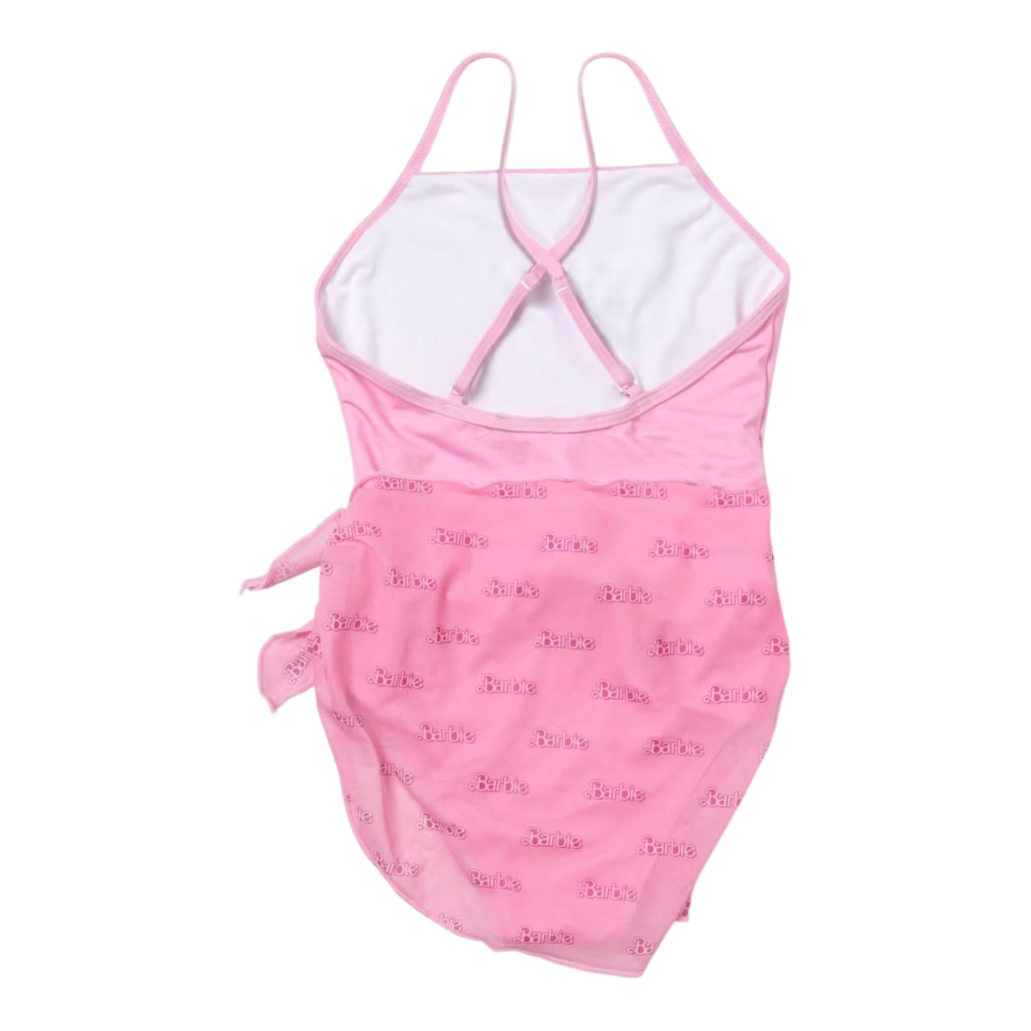 Monnalisa Set Costume Intero-Pareo Tinta Unita Stampa Barbie per Bambina 19C088 ROSA MONNALISA 
